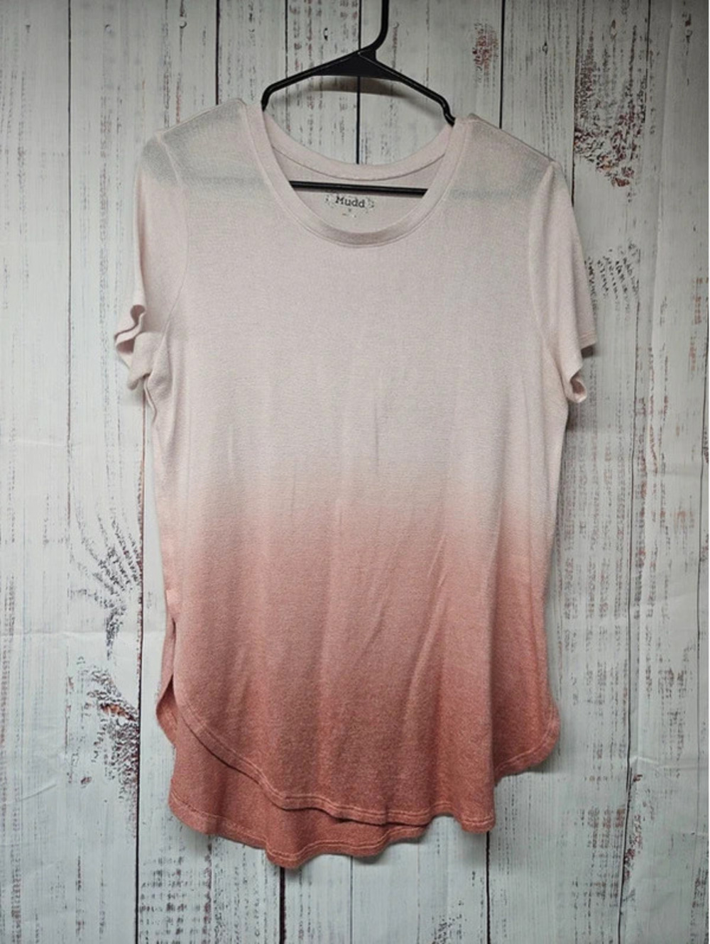 Mudd Women’s Medium Pink Ombre Top Short Sleeve High Low Hem Casual Shirt
